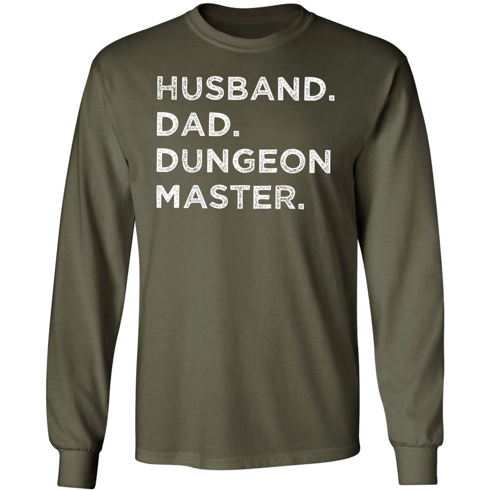 Husband Dad Dungeon Master Long Sleeve T-Shirt - Military Green - 16
