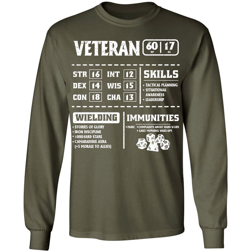 Veteran New Ver. Long Sleeve T-Shirt - Military Green - 16