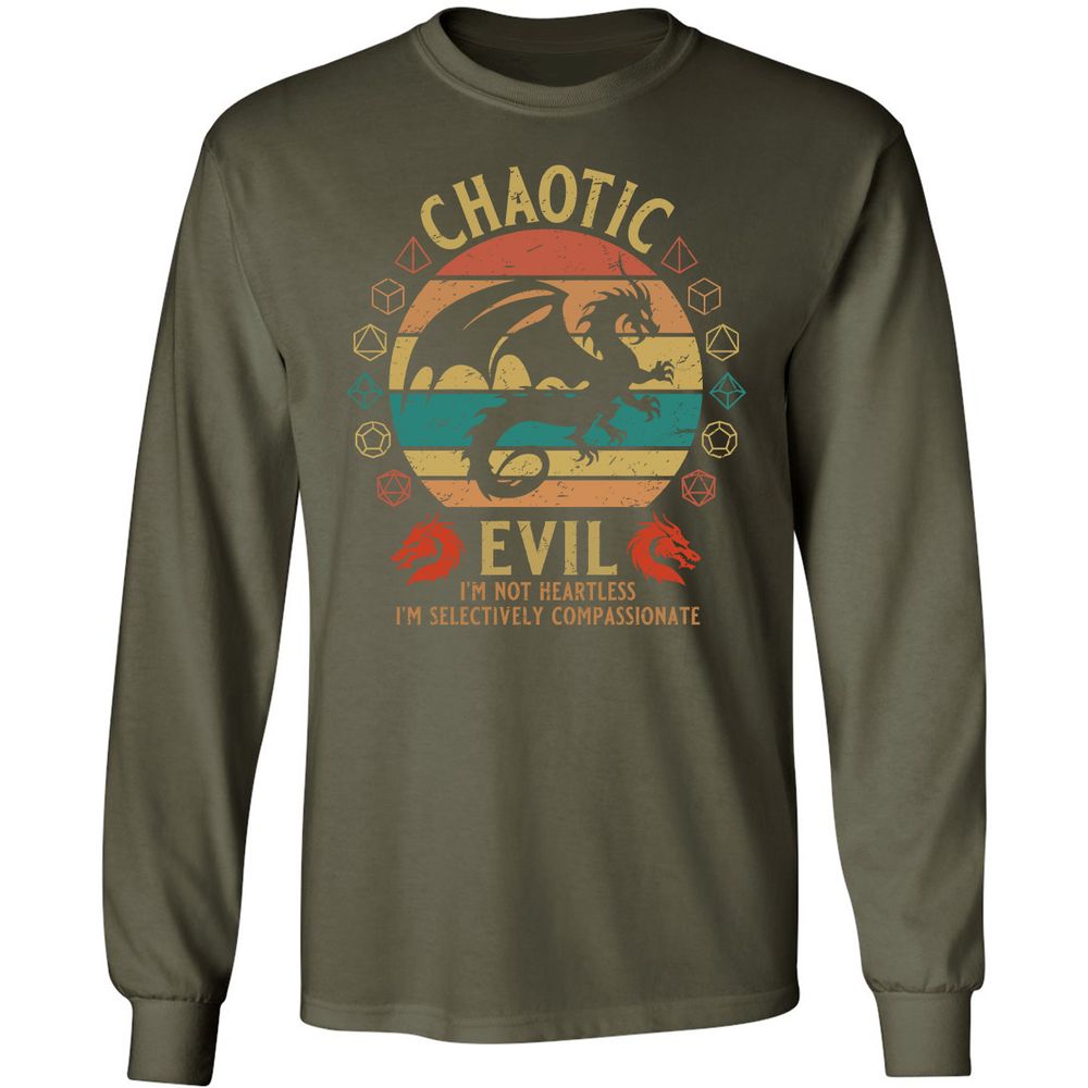 Chaotic Evil Long Sleeve T-Shirt - Military Green - 16