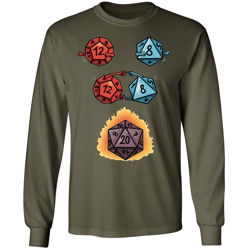 Dice Fusion RPG Long Sleeve T-Shirt - Military Green - 16