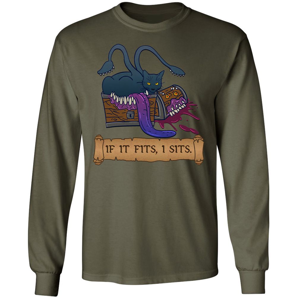 If It Fits I Sits Long Sleeve T-Shirt - Military Green - 16