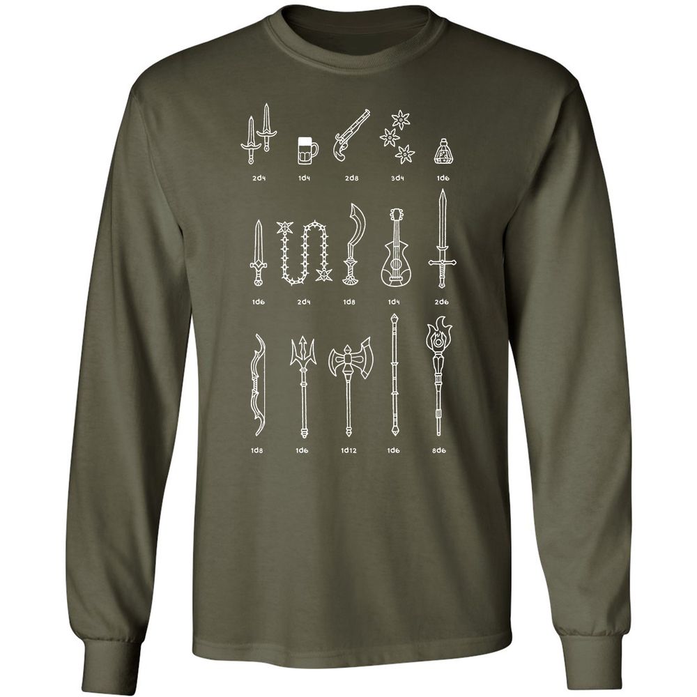 Damage Dealer RPG Long Sleeve T-Shirt - Military Green - 16