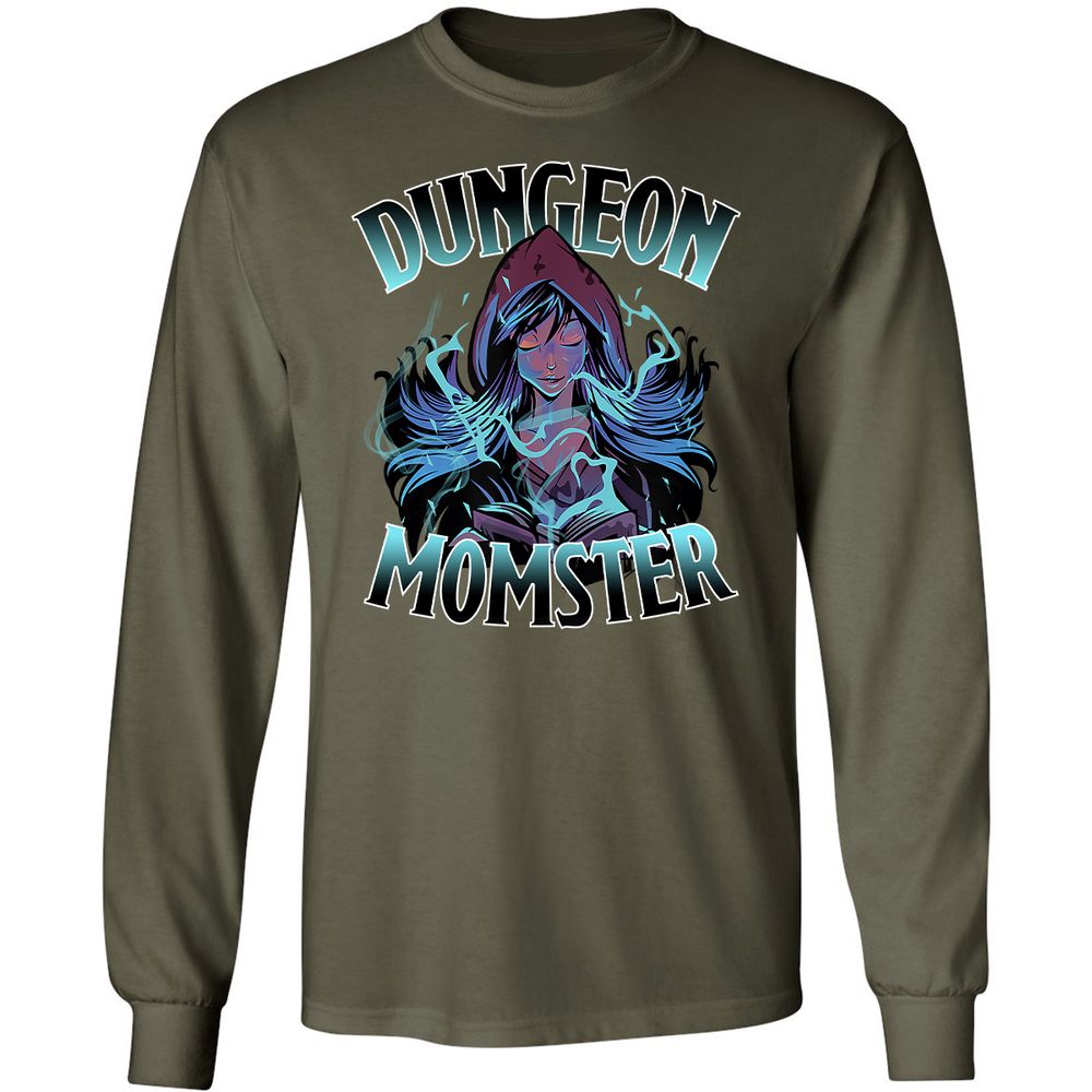 Dungeon Momster Long Sleeve T-Shirt - Military Green - 16