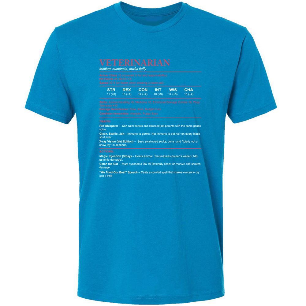 Veterinarian Stats Premium Unisex T-Shirt - Turquoise - 16