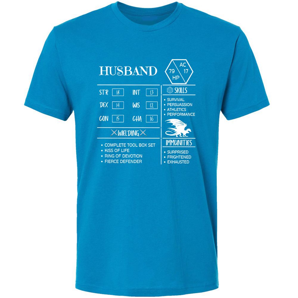 Husband Stats 2 Premium Unisex T-Shirt - Turquoise - 16