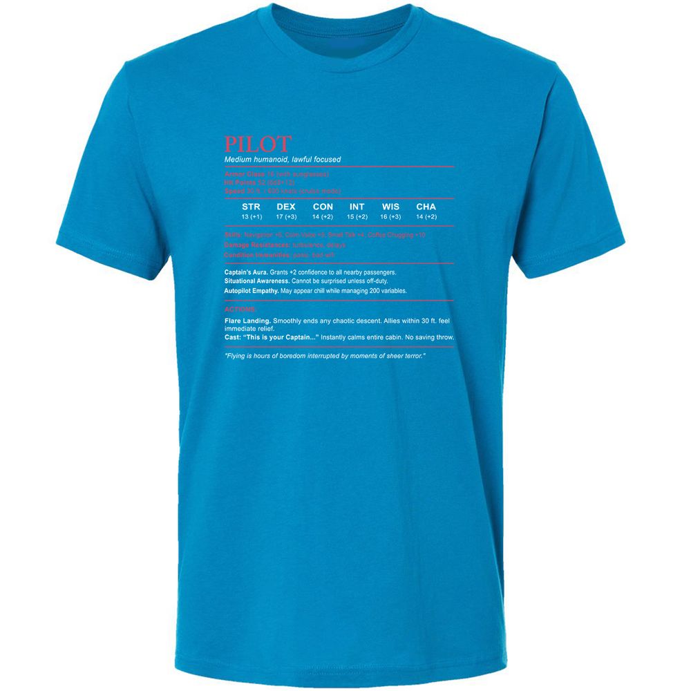 Pilot Stats Premium Unisex T-Shirt - Turquoise - 16
