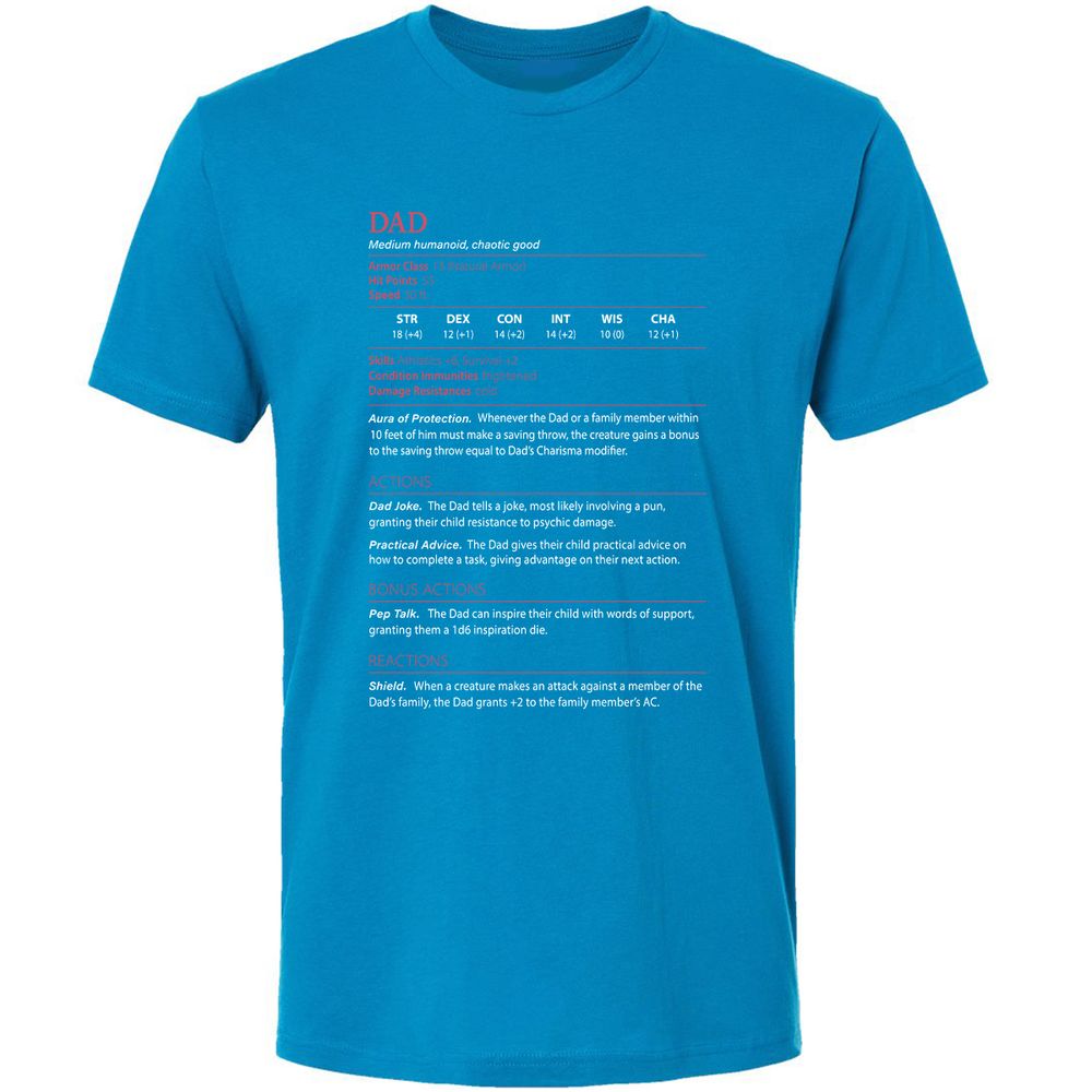 Dad Stats Premium Unisex T-Shirt - Turquoise - 16