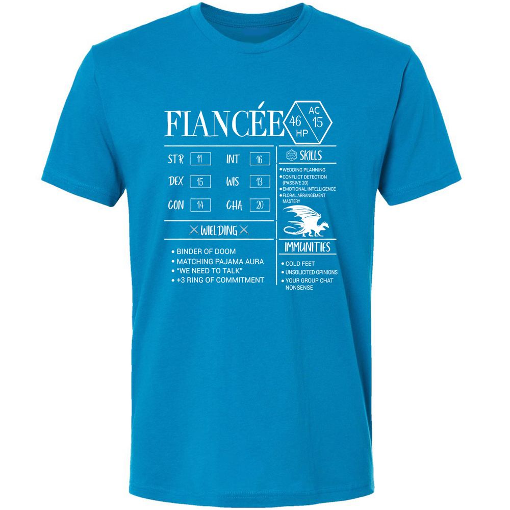 Fiancee Stats Premium Unisex T-Shirt - Turquoise - 16