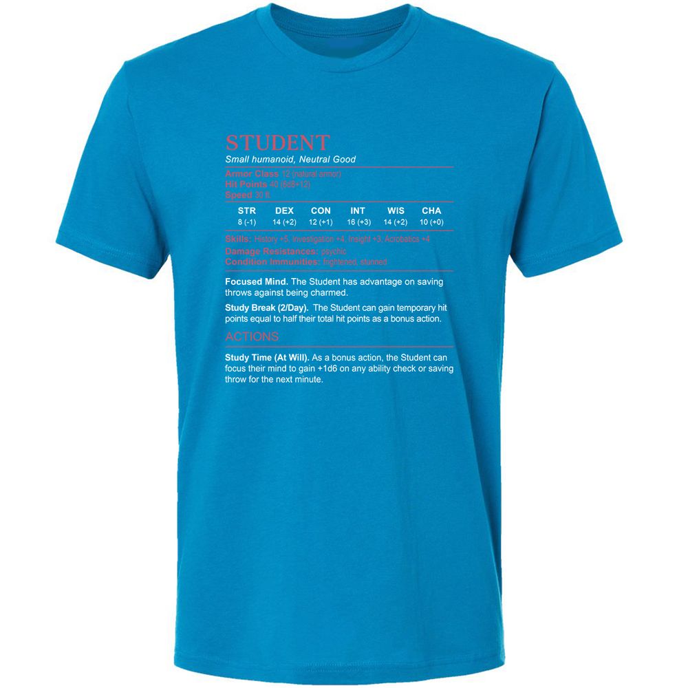 Student Stats Premium Unisex T-Shirt - Turquoise - 16