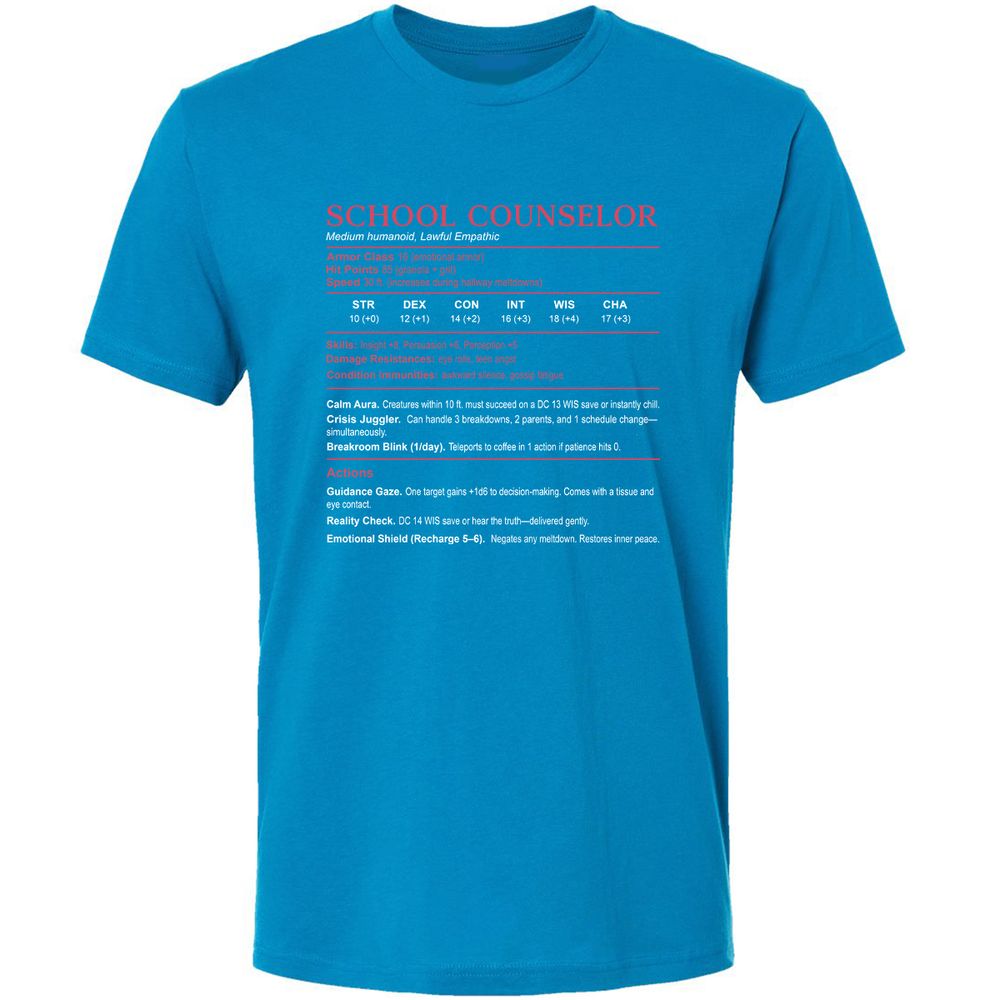 School Counselor Stats Premium Unisex T-Shirt - Turquoise - 16