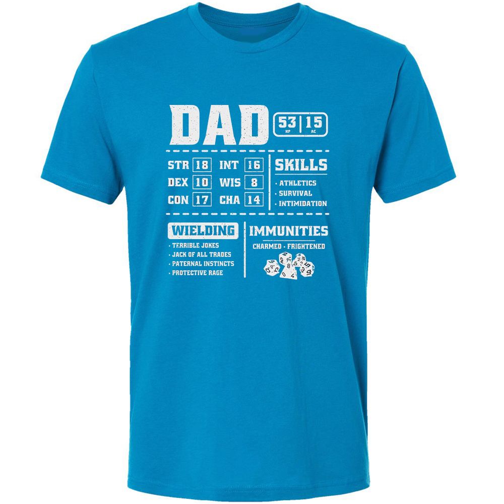 Dad Stat Block 2 Premium Unisex T-Shirt - Turquoise - 16