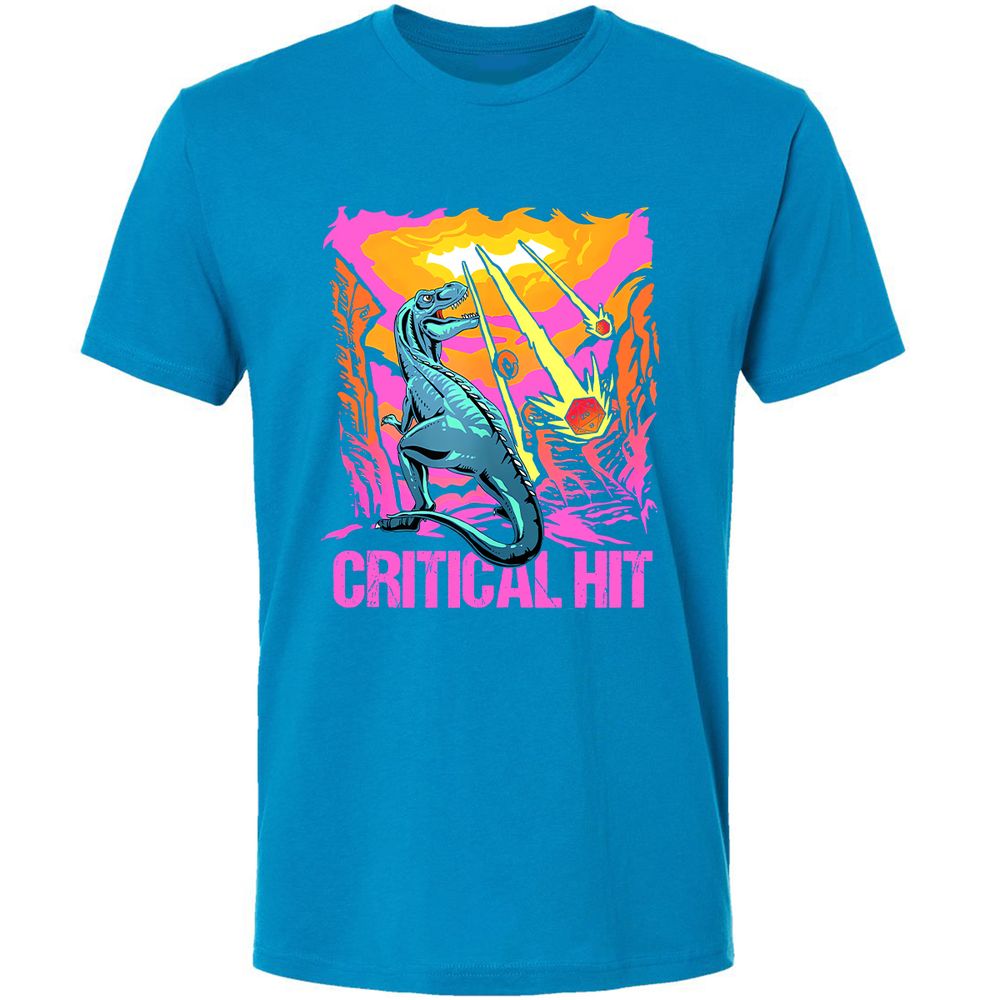 Dinosaur Critical Hit Premium Unisex T-Shirt - Turquoise - 16