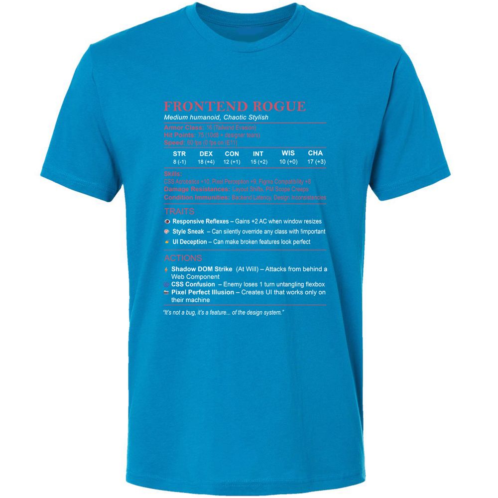 Frontend Rogue Premium Unisex T-Shirt - Turquoise - 16