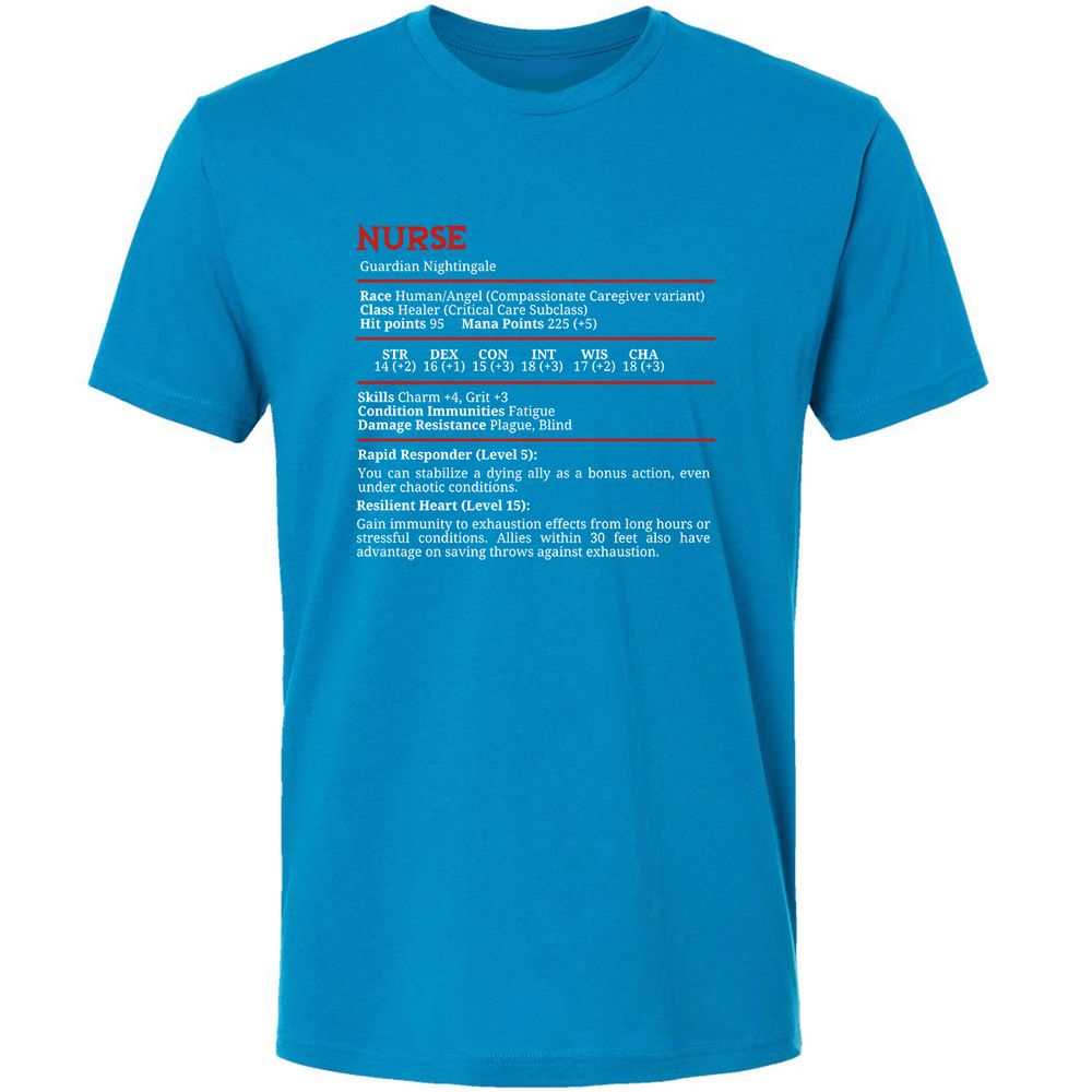 Nurse Stats Premium Unisex T-Shirt - Turquoise - 16