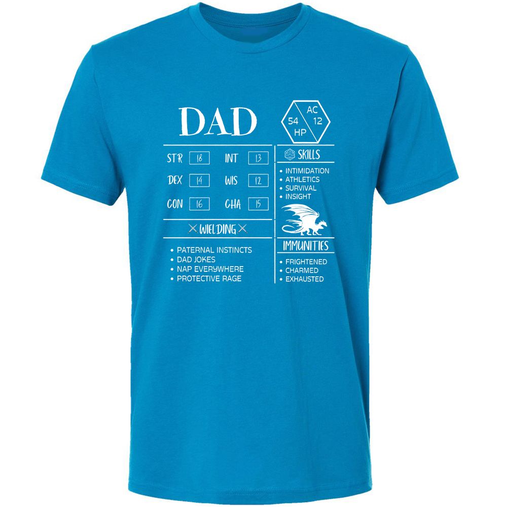 Dad Stats 2 Premium Unisex T-Shirt - Turquoise - 16