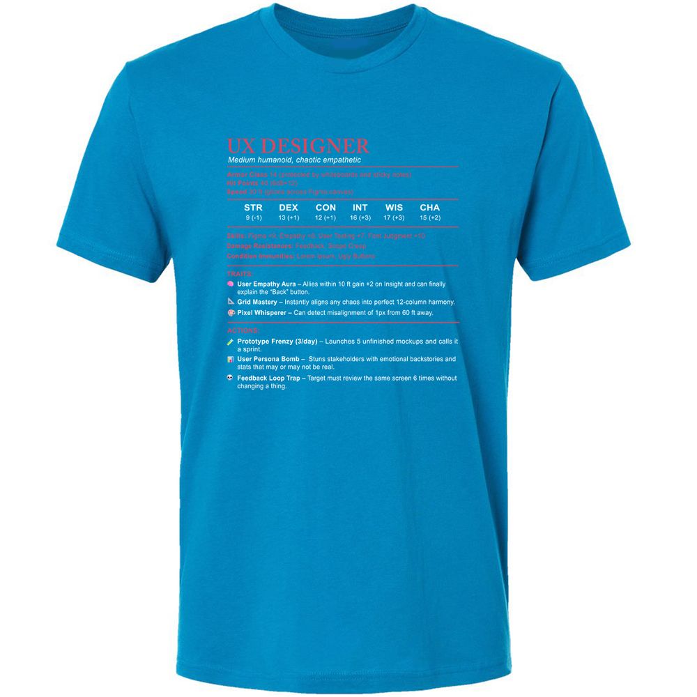 UX Designer Stats Premium Unisex T-Shirt - Turquoise - 16