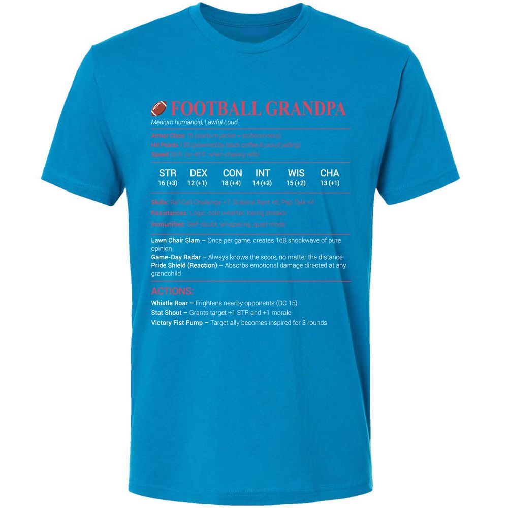 Football Grandpa Premium Unisex T-Shirt - Turquoise - 16