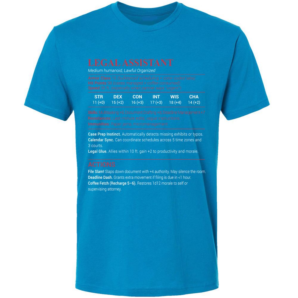 Legal Assistant Premium Unisex T-Shirt - Turquoise - 16