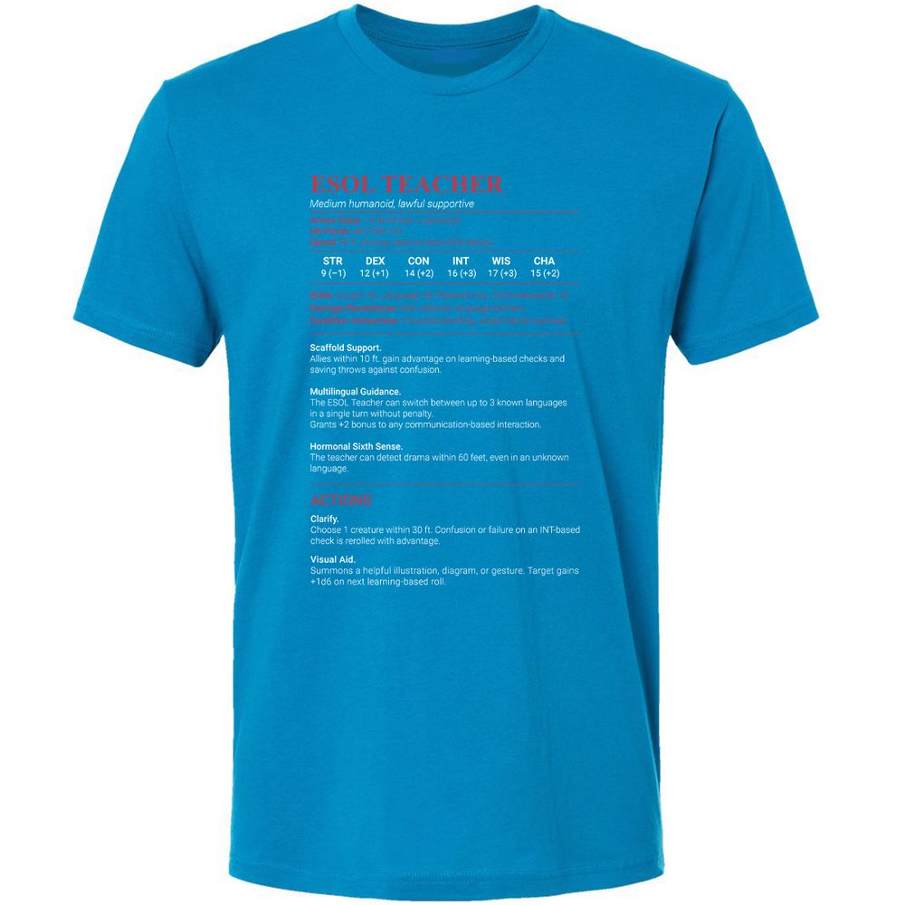 ESOL Teacher Premium Unisex T-Shirt - Turquoise - 16
