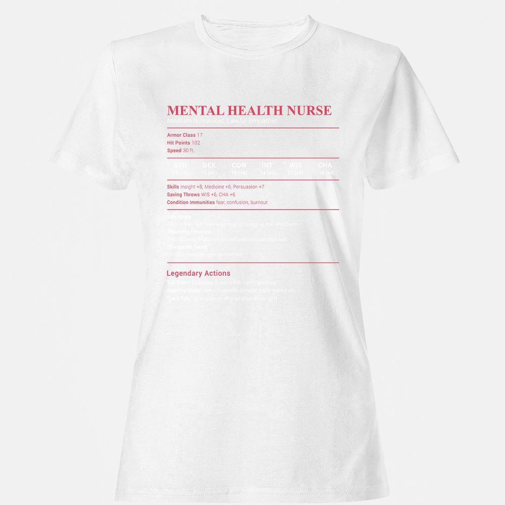 Mental Health Nurse Stats Women's T-Shirt - White - 16