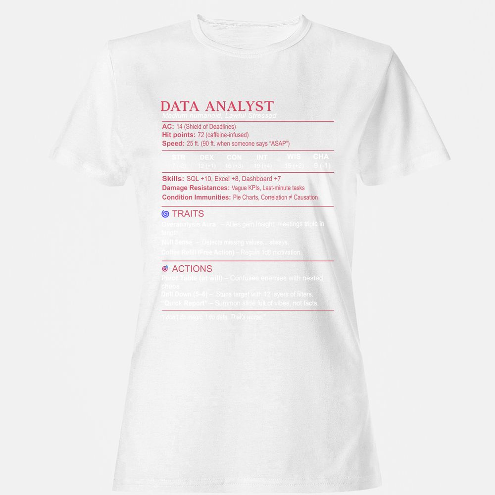 Data Analyst Stats Women's T-Shirt - White - 16