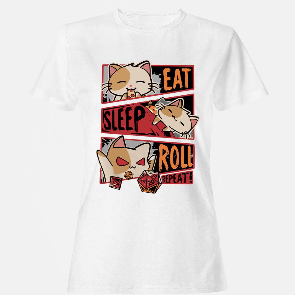 Eat Sleep Roll Repeat Women's T-Shirt - White - 16