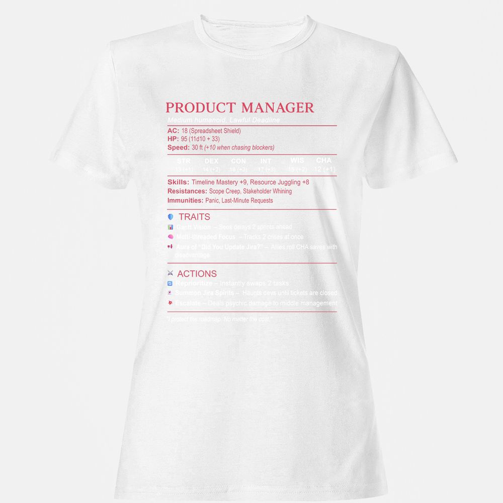Product Manager Stats (PM) Women's T-Shirt - White - 16
