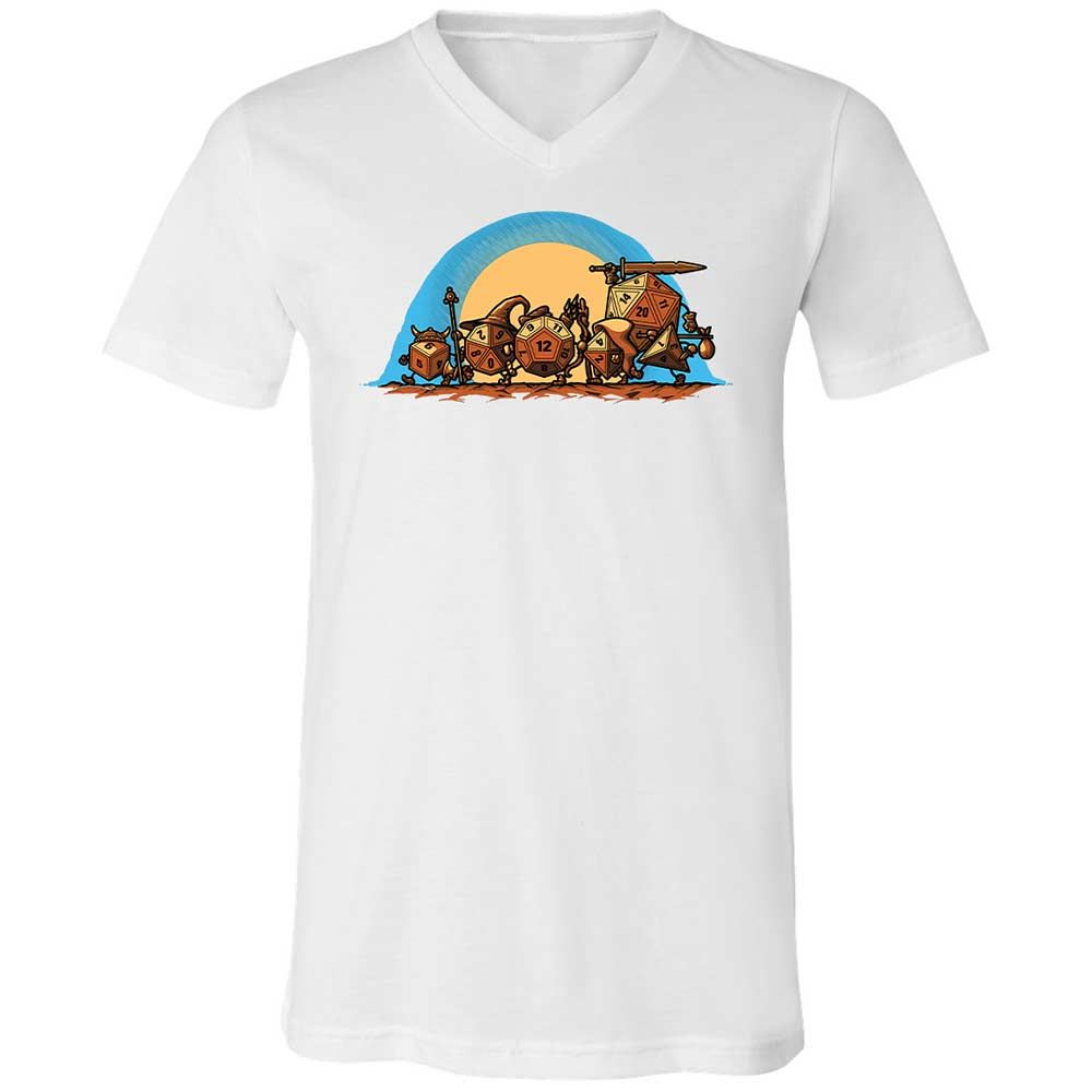 The Fellowship Of The Dice Unisex V-Neck T-Shirt - White - 16