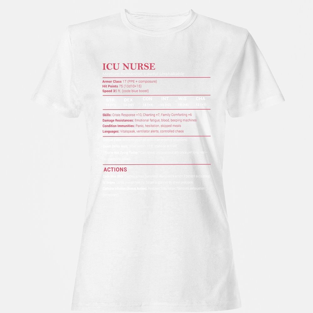 ICU Nurse Stats Women's T-Shirt - White - 16