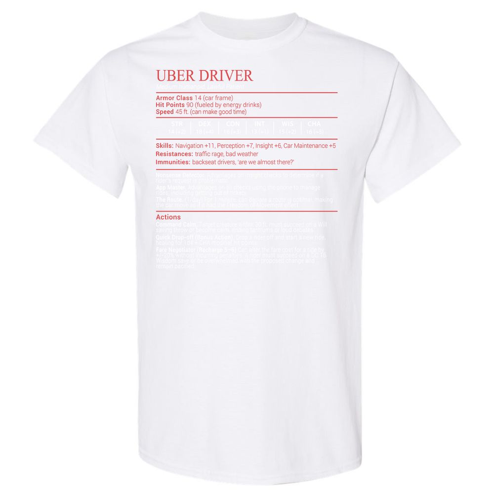 Uber Driver Stats Block Classic Unisex T-Shirt - White - 16