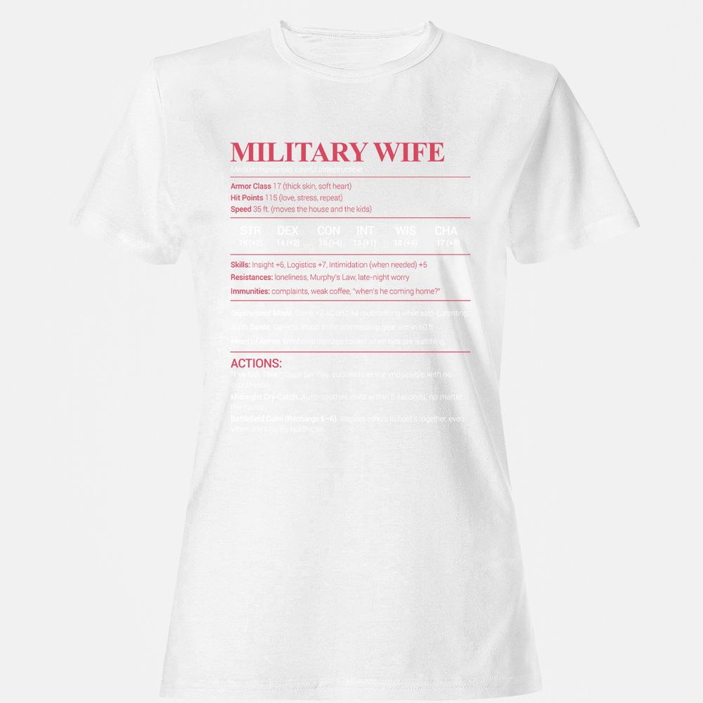 Military Wife Stats Women's T-Shirt - White - 16