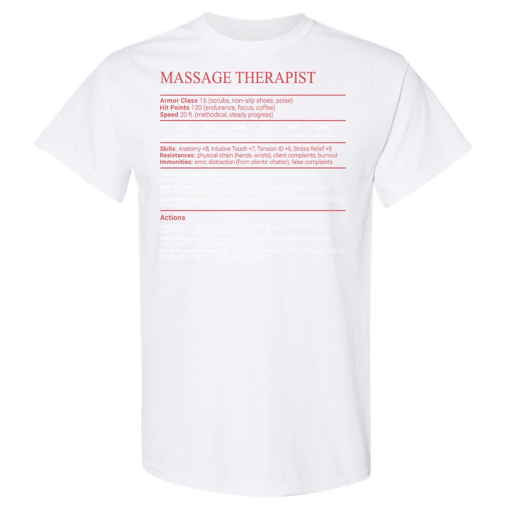 Massage Therapist Stats Block - White - 16