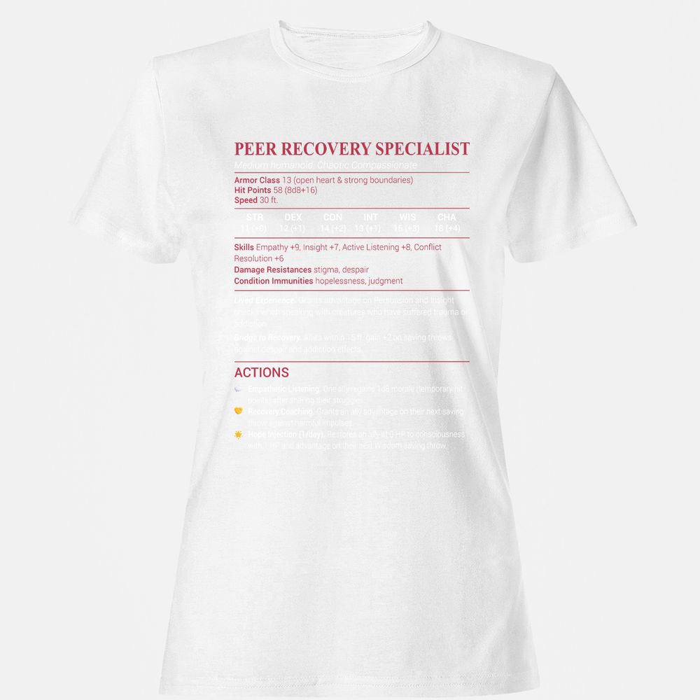 Peer Recovery Specialist Women's T-Shirt - White - 16