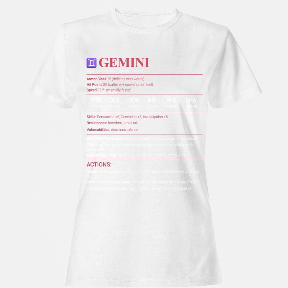 Gemini Stats Women's T-Shirt - White - 16