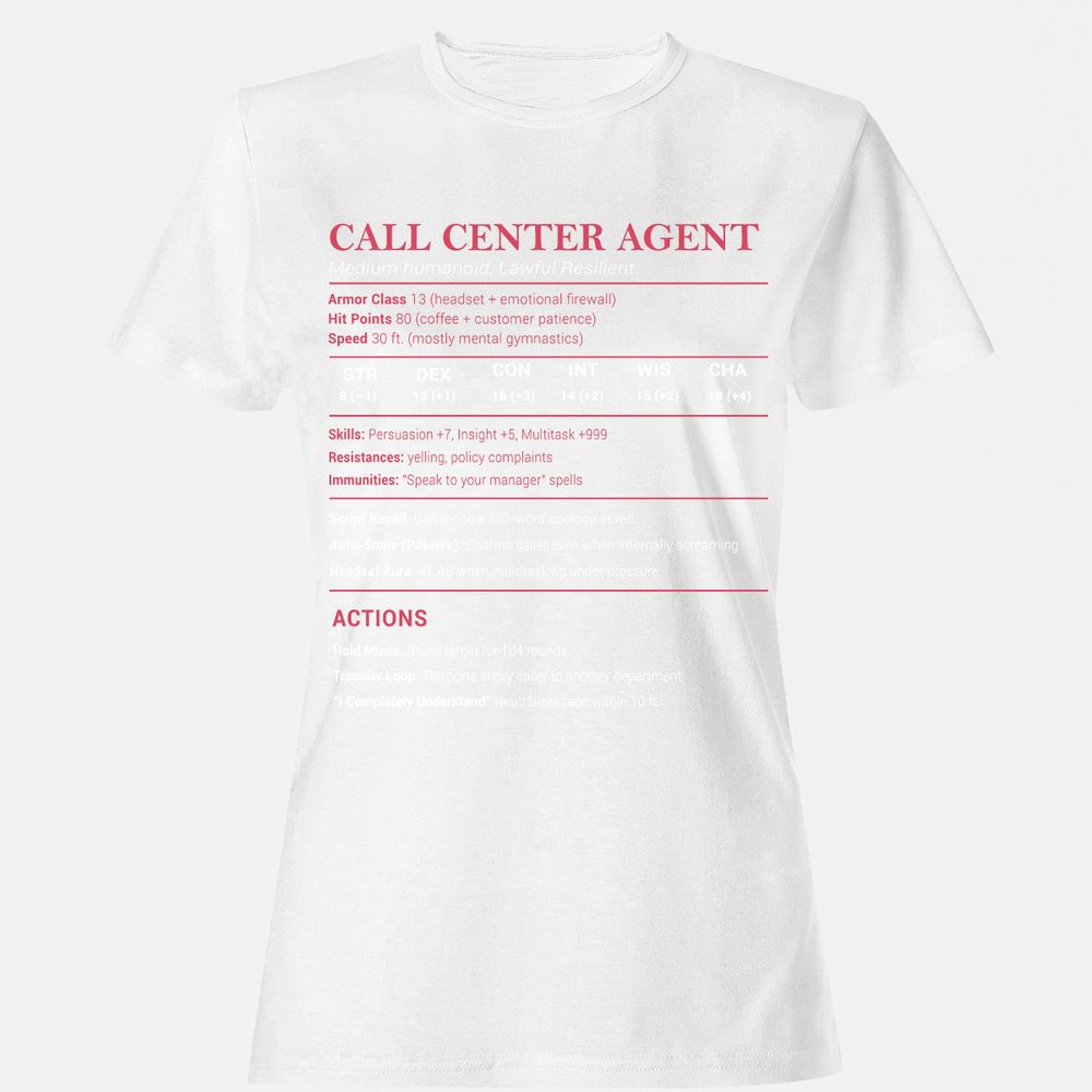 Call Center Agent Stats Women's T-Shirt - White - 16