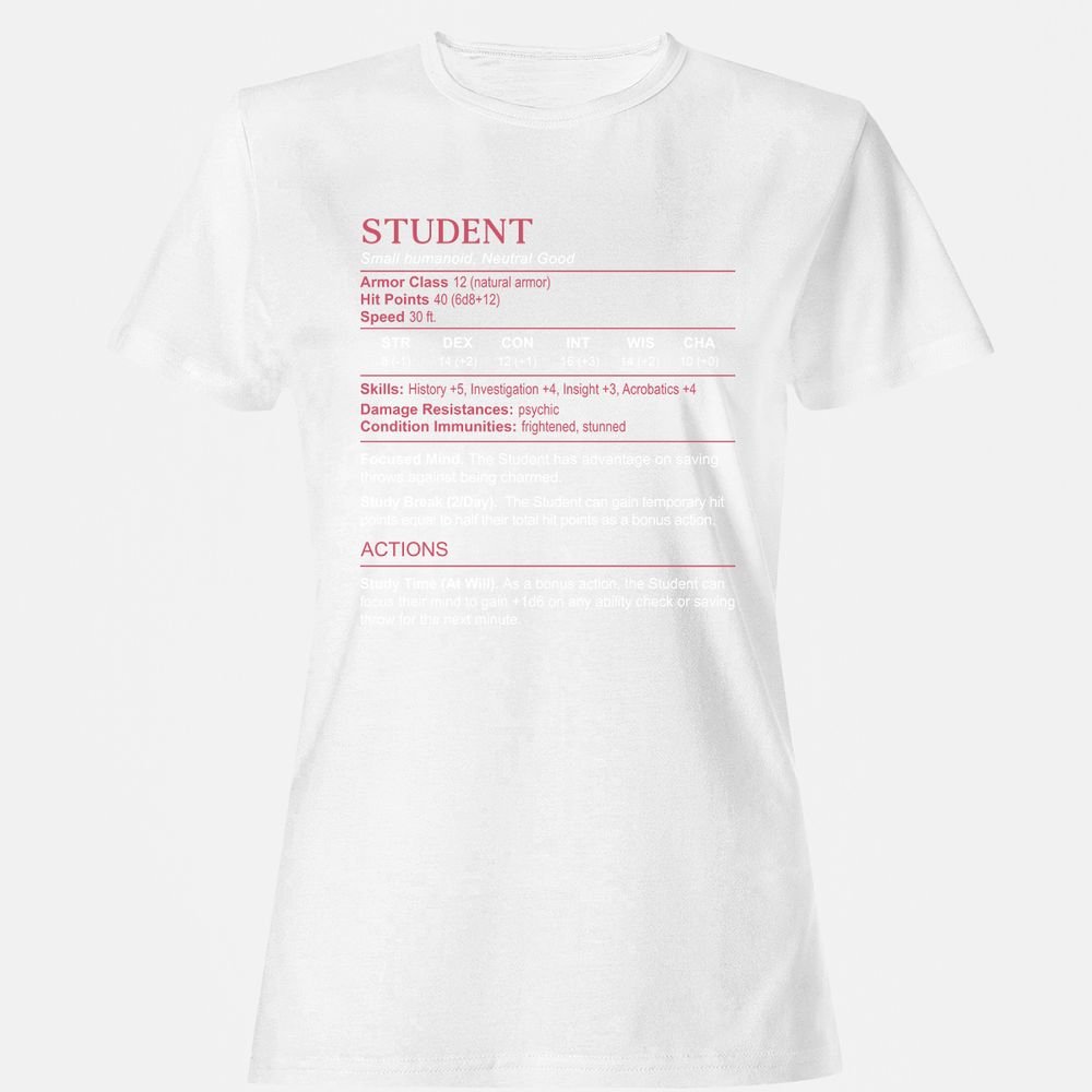 Student Stats Women's T-Shirt - White - 16