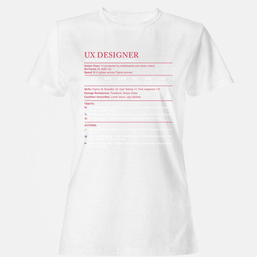 UX Designer Stats Women's T-Shirt - White - 16