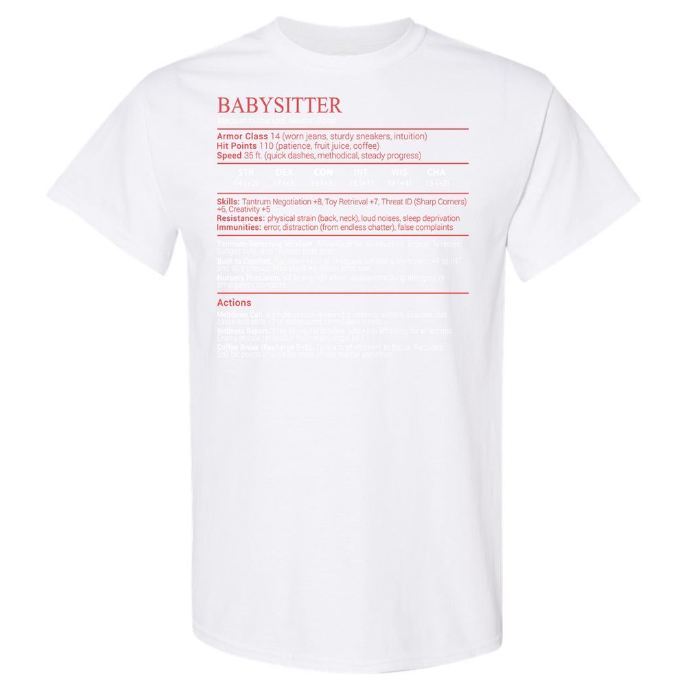 Baby Sitter Stats Block - White - 16