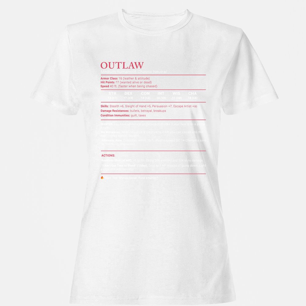 Outlaw Stats Women's T-Shirt - White - 16