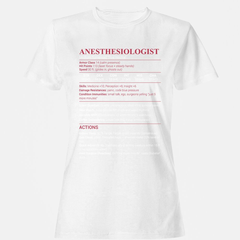 Anesthesiologist Stats Women's T-Shirt - White - 16