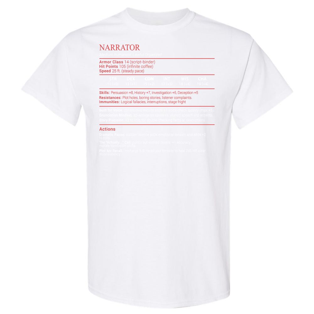 Narrator Stats Block - White - 16