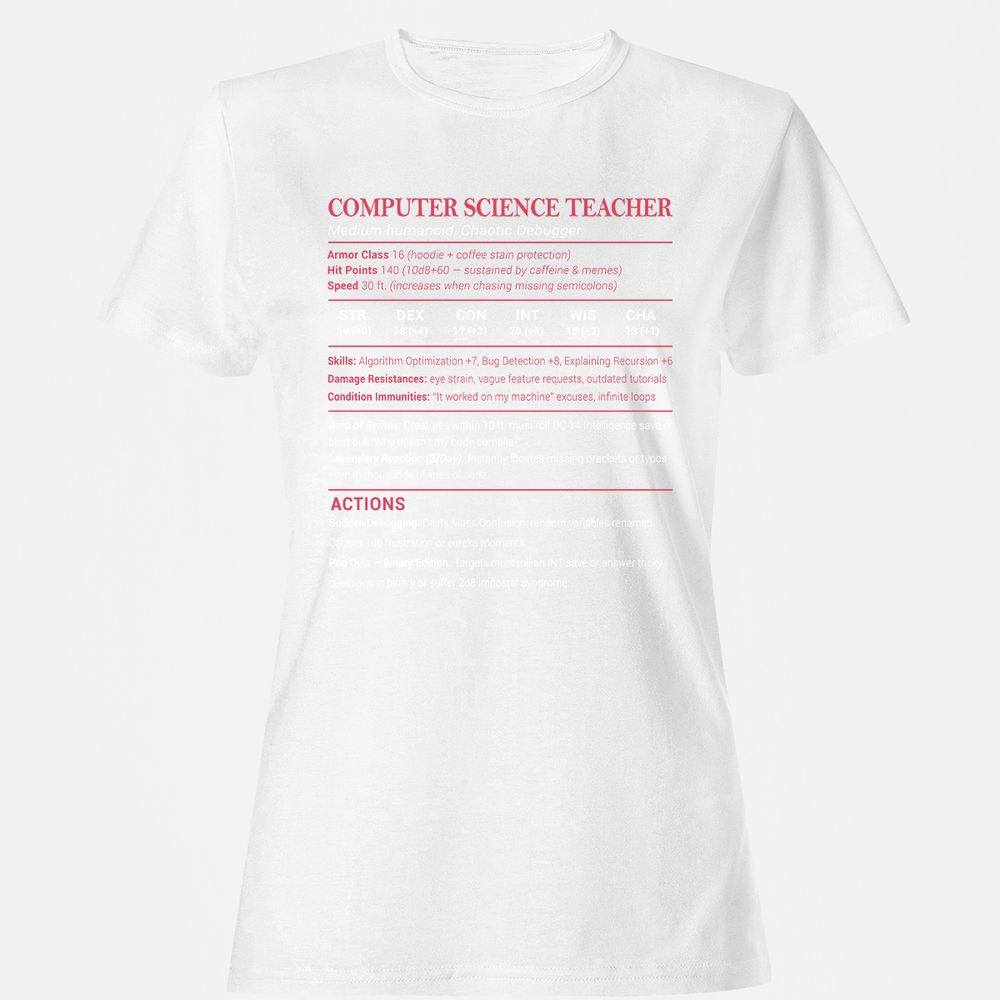 Computer Science Teacher Women's T-Shirt - White - 16