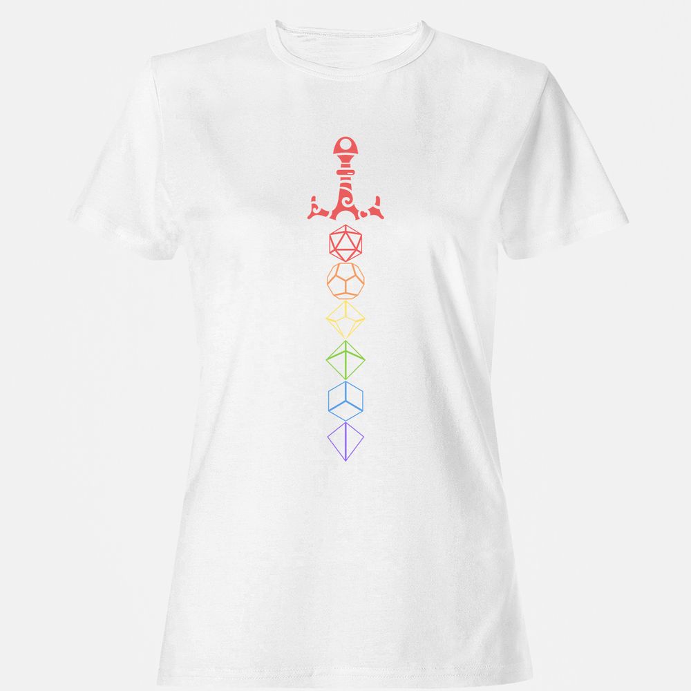 Rainbow Dice Sword LGBT Women's T-Shirt - White - 16