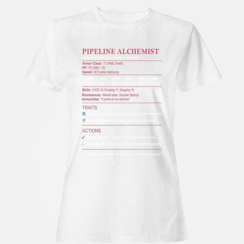 DEVOPS Stats (Pipeline Alchemist) Women's T-Shirt - White - 16