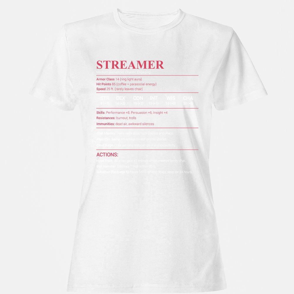 Streamer Stats Women's T-Shirt - White - 16