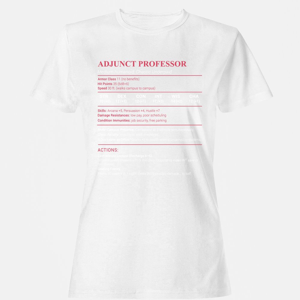 Adjunct Professor Stats Women's T-Shirt - White - 16