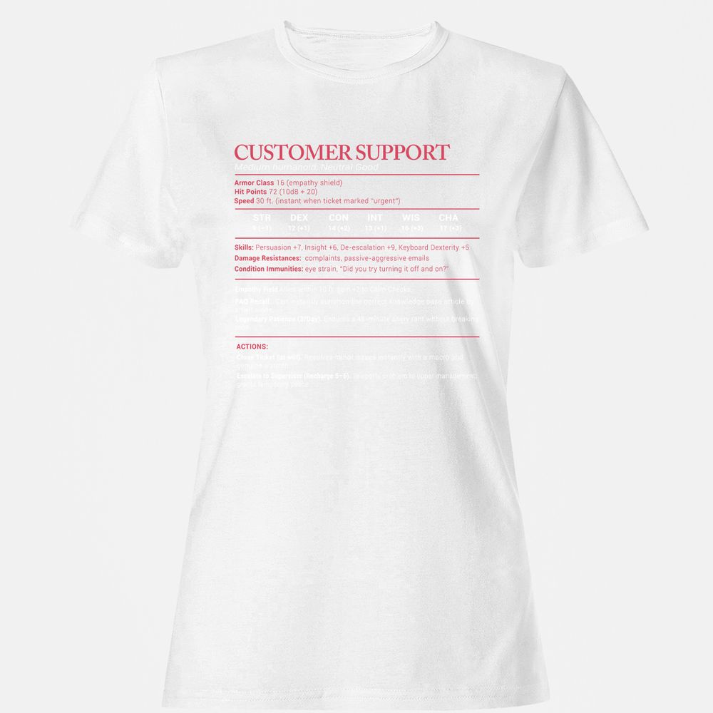 Customer Support Stats Women's T-Shirt - White - 16