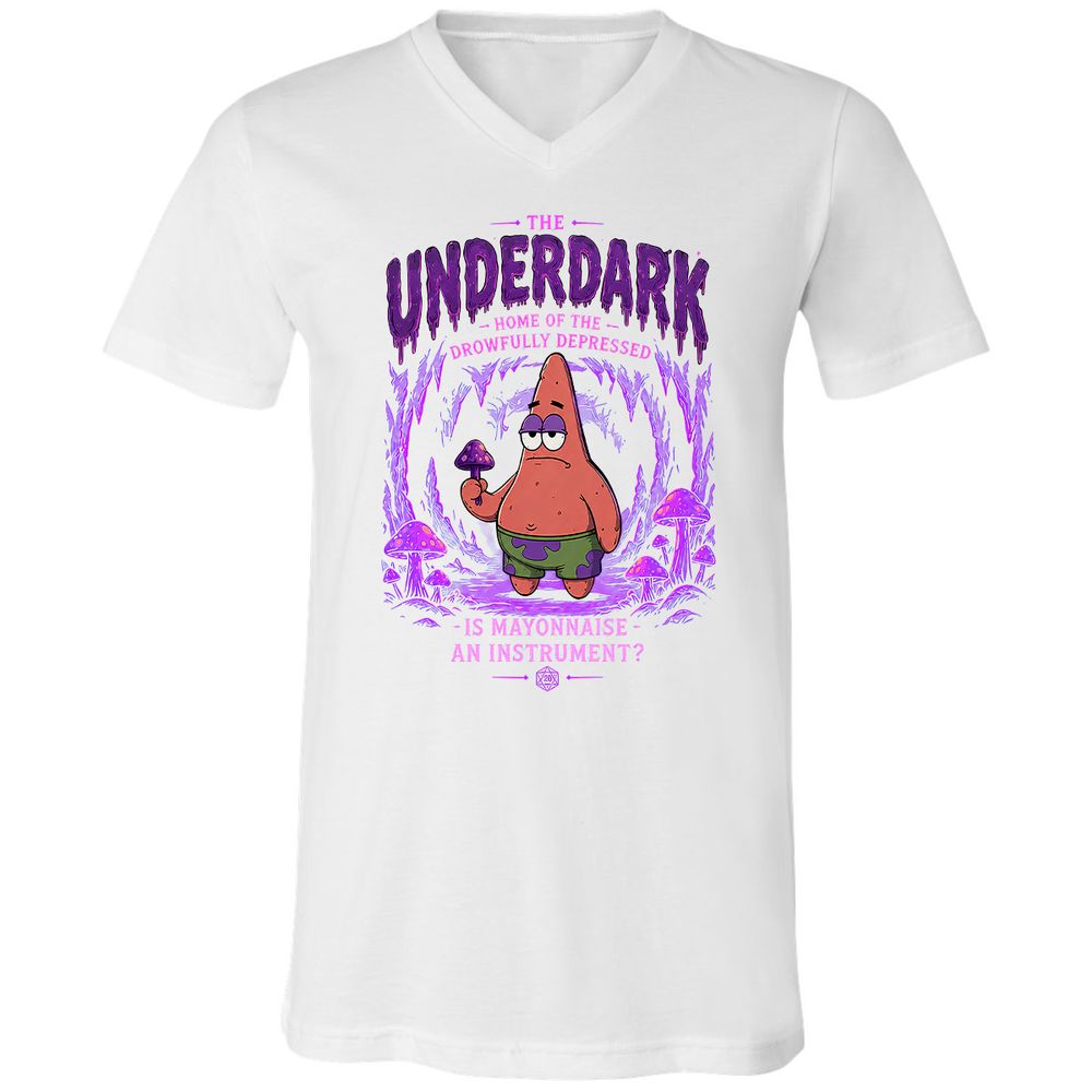 The Underdark Unisex V-Neck T-Shirt - White - 16
