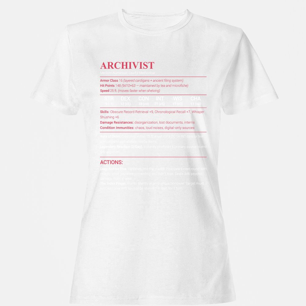 Archivist Stats Women's T-Shirt - White - 16