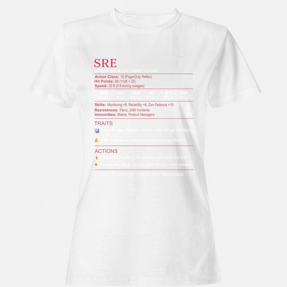 SRE Stats Women's T-Shirt - White - 16